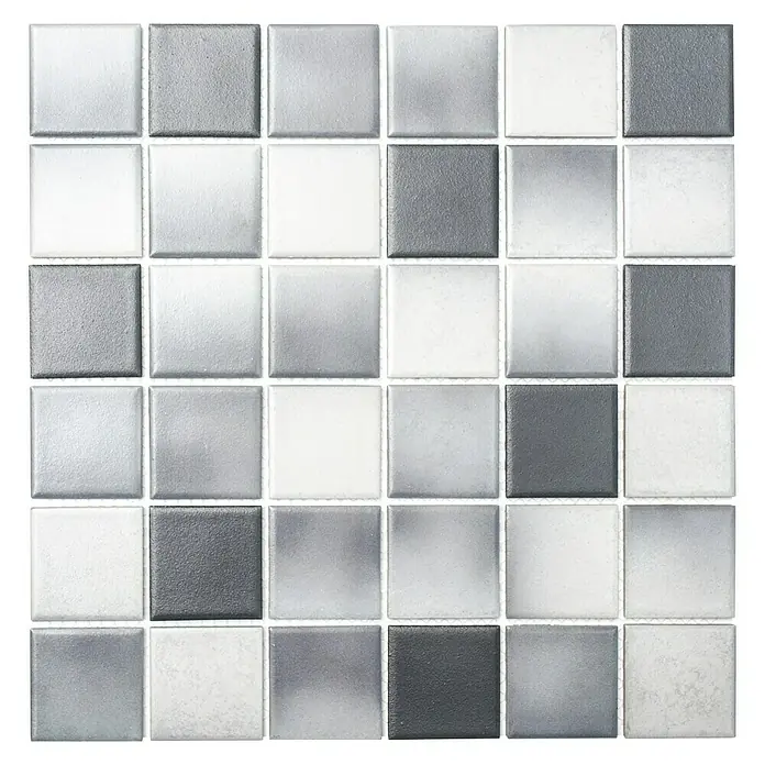 Mosaikfliese Quadrat Mix CD 212 - 30,6 x 30,6 cm, Weiß/Grau, Matt - Ansicht von oben