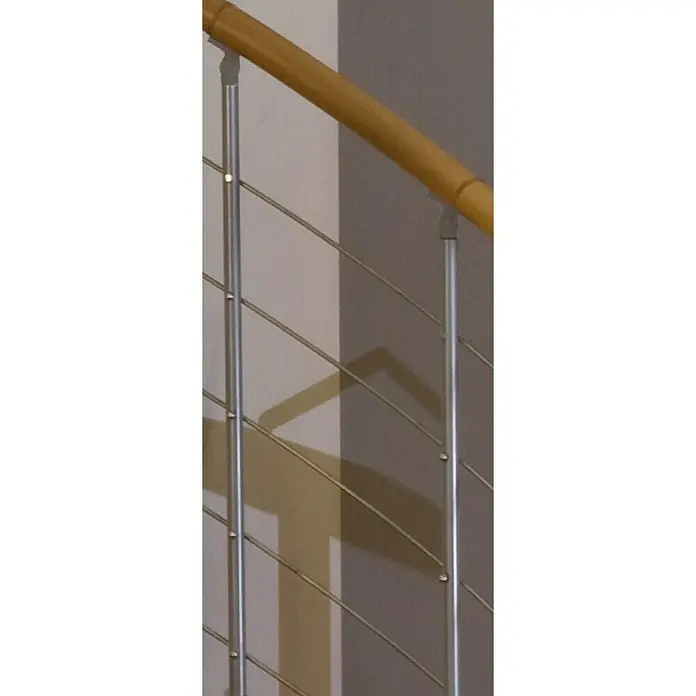 Minka Spindeltreppe Venezia - Durchmesser: 160 cm, Silber, Farbe Stufen: Buche Hell, Geschosshöhe: 309 cm - Detailaufnahme