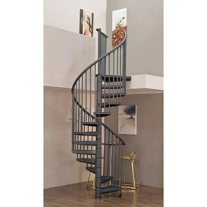 Minka Systemstahlspindeltreppe Rondo Color - Durchmesser: 120 cm, Anthrazit, Geschosshöhe: 300 cm - Stimmungsaufnahme