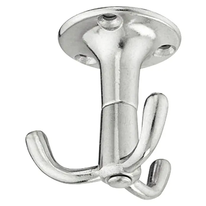 Garderobna kuka - Oprema: 3 kuke, 53 x 53 mm, Aluminij - Pogled sprijeda
