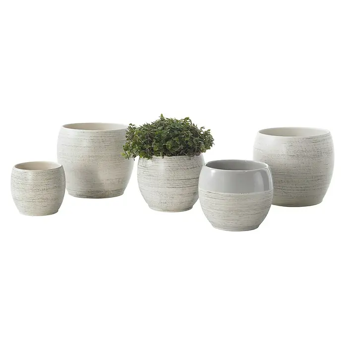 SK Übertopf rund Alberta Fashion - Außenmaß (Ø x H): 15 x 13 cm, Grau, Keramik, Glänzend