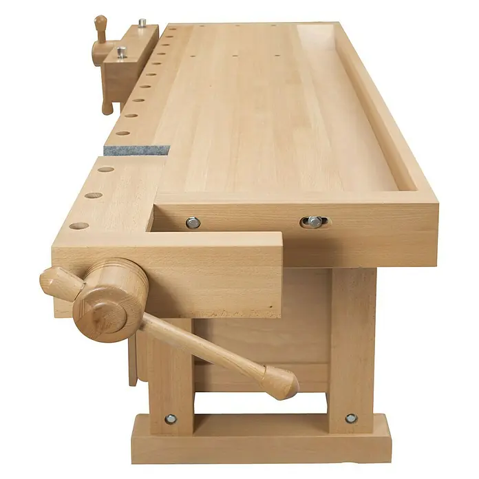 Ramia Werkbank Premium Superb - 2.165 x 855 x 870 mm, Schwalbenschwanzgezinktes Buchenholz - Vorderansicht