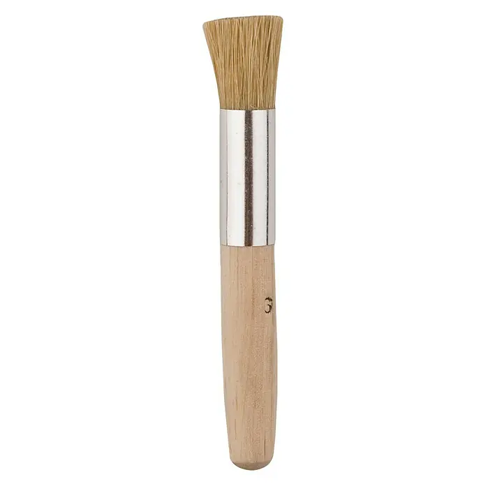 Mako Creativ Line Schablonierpinsel - Durchmesser Pinsel: 10 mm, Chinaborsten, Hell, Holz - Vorderansicht