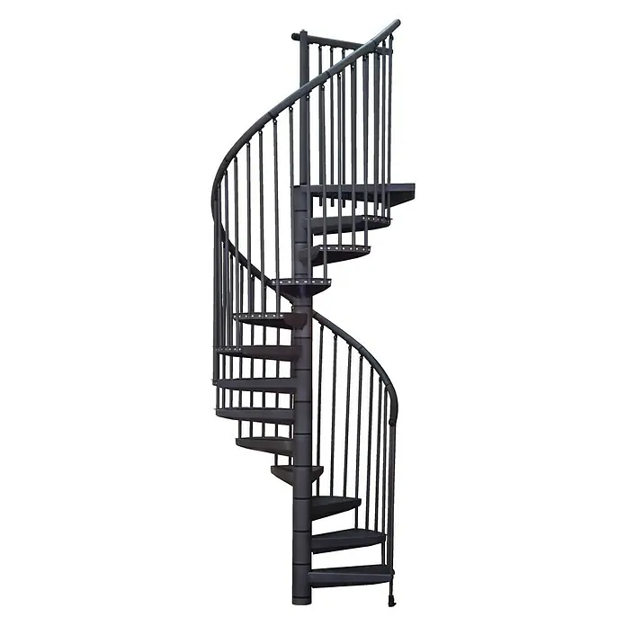 Minka Systemstahlspindeltreppe Rondo Color - Durchmesser: 120 cm, Anthrazit, Geschosshöhe: 300 cm - Vorderansicht