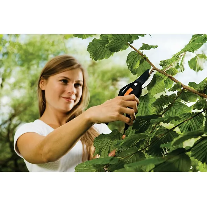 Fiskars Snoeischaar SingleStep P26 - Bypass, Max. takdikte: 22 mm, Ergonomisch - Toepassingsvoorbeeld