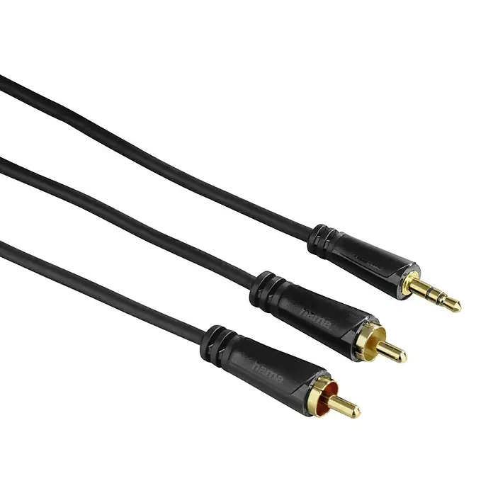 Hama Audio-Kabel - 2 x Cinch-Stecker, 1 x Klinkenstecker 3,5 mm, Vergoldete Kontakte, 5 m - Vorderansicht
