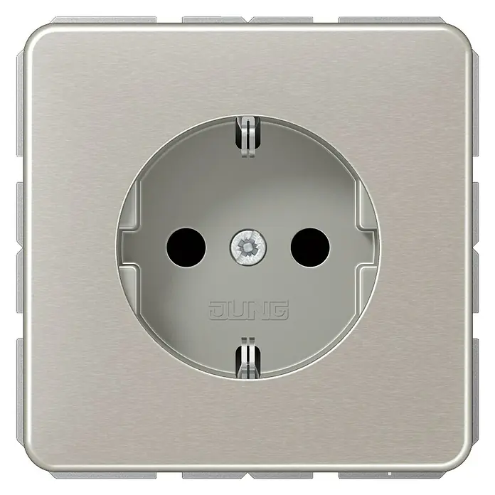 Jung CD 500 Steckdose mit Kindersicherung - Platin, Aluminium, IP20, Unterputz - Ansicht von oben