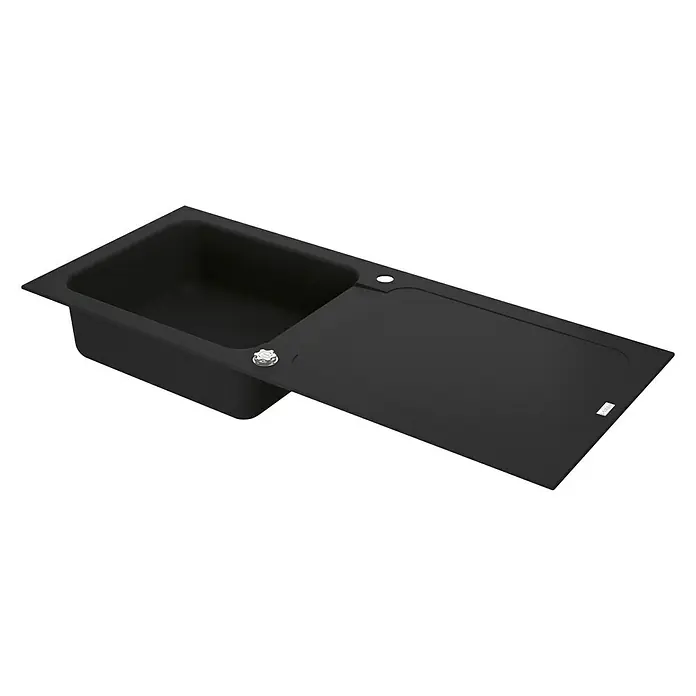 Carea Einbauspüle Botia - 118 x 50 cm, CAREAlith®, Schwarz - Rechte Seitenansicht