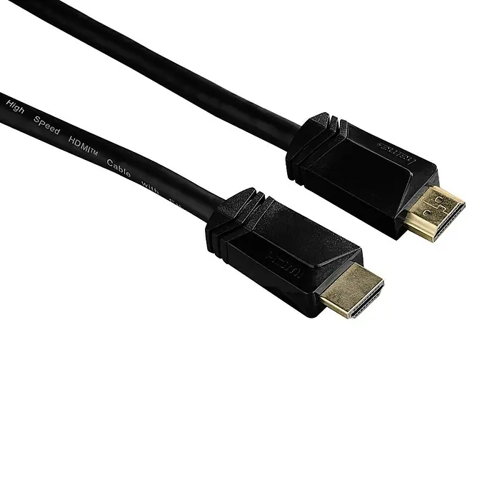 Hama HDMI-Kabel - 0,75 m, Vollgeschirmt, Vergoldete Kontakte, 18 Gbit/s - Vorderansicht