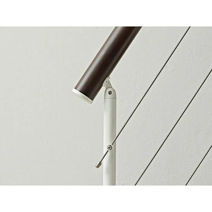 Fontanot Raumspartreppe Zen - Breite: 61 cm, Weiß, Anzahl Steigungen: 13 Stk., Farbe Stufen: Buche Nussbaum Dunkel, Geschosshöhe: 212 cm - 304 cm - Rechte Seitenansicht