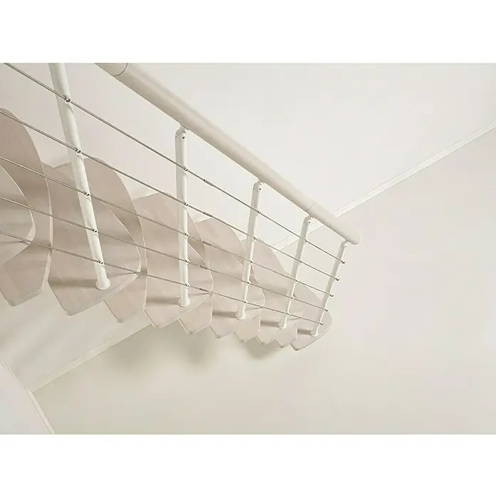 Fontanot Raumspartreppe Zen - Breite: 61 cm, Weiß, Anzahl Steigungen: 11 Stk., Farbe Stufen: Buche Gebleicht, Geschosshöhe: 212 cm - 257 cm - Linke Seitenansicht