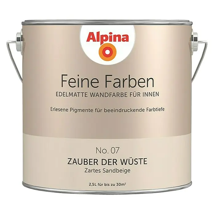 Alpina Wandfarbe Zauber der Wüste - 2,5 l, Zauber der Wüste, No. 07 - Zartes Sandbeige, Matt - Vorderansicht