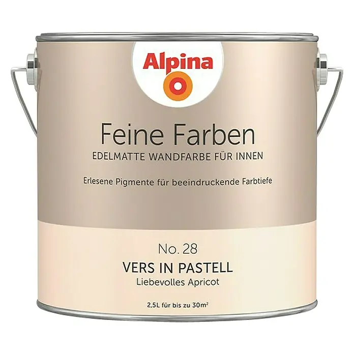 Alpina Wandfarbe Vers in Pastell - 2,5 l, Vers in Pastell, No. 28 - Liebevolles Apricot, Matt - Vorderansicht