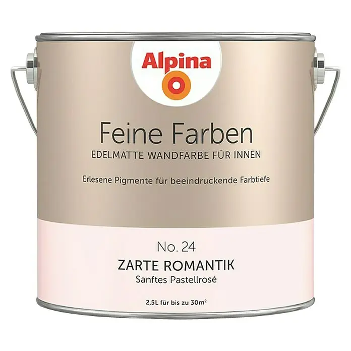 Alpina Wandfarbe Zarte Romantik - 2,5 l, Zarte Romantik, No. 24 - Sanftes Pastellrosé, Matt - Vorderansicht