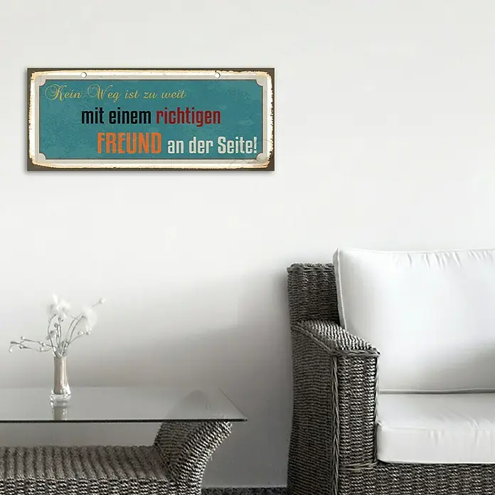 Blechschild - Antik/Vintage/Retro, 60 x 25 cm, Freundschaft - Stimmungsaufnahme