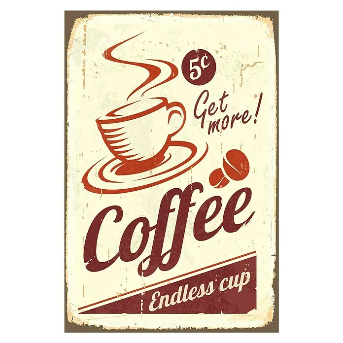 Blechschild - Antik/Vintage/Retro, 30 x 45 cm, Coffee - Vorderansicht