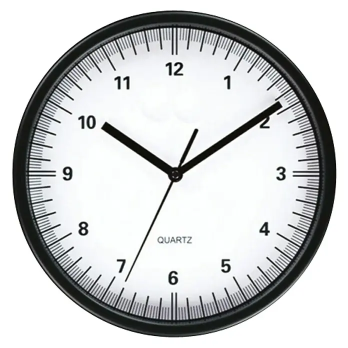 Wanduhr rund - Schwarz, 25 cm