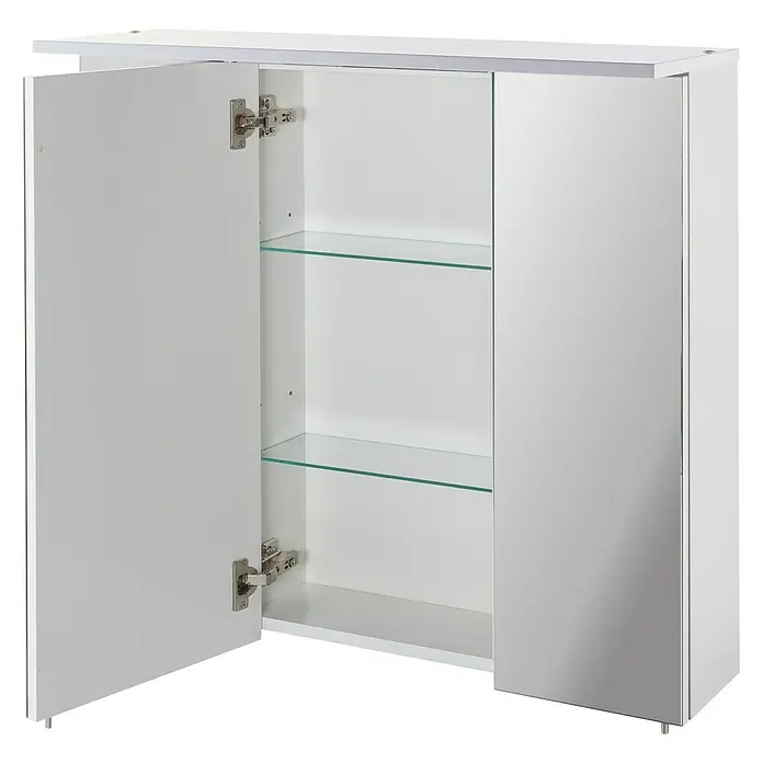 Schildmeyer Sunny LED-Spiegelschrank - B x H: 70 x 72,3 cm, Mit Beleuchtung, Spanplatte, Weiß