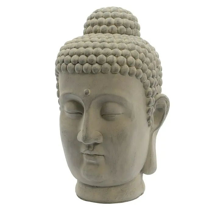 Buddhakopf - 29 x 28 x 46 cm, Grau