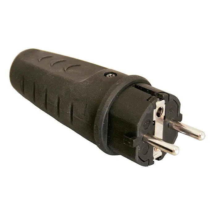 Gummi-Schutzkontakt-Stecker - Geeignet für: Leitungsquerschnitt 3 x 2,5 mm², 16 A - Rechte Seitenansicht