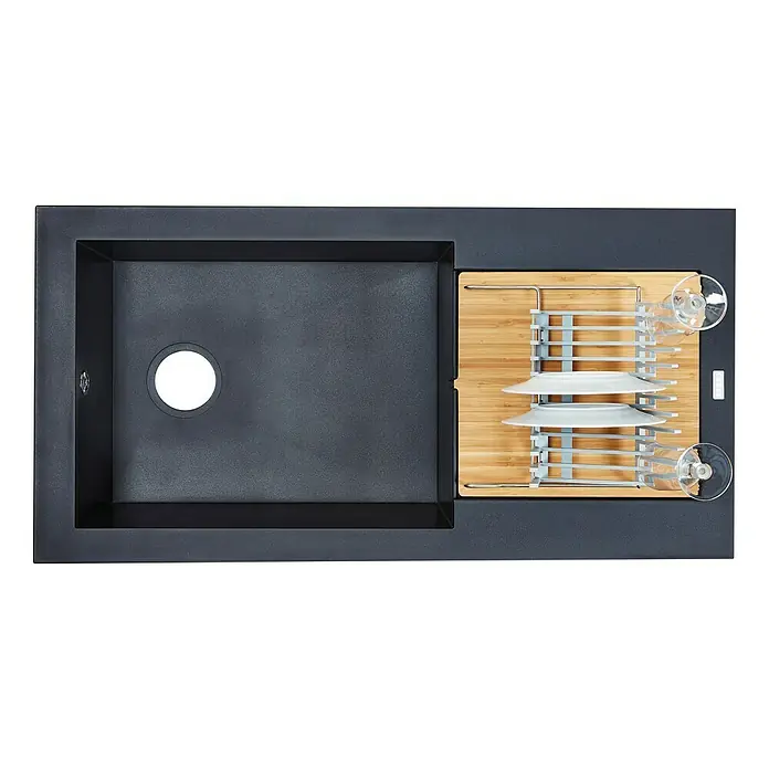 Carea Einbauspüle Katla - 98 x 50 cm, 1 Becken, CAREAlith®, Betongrau - Ansicht von oben