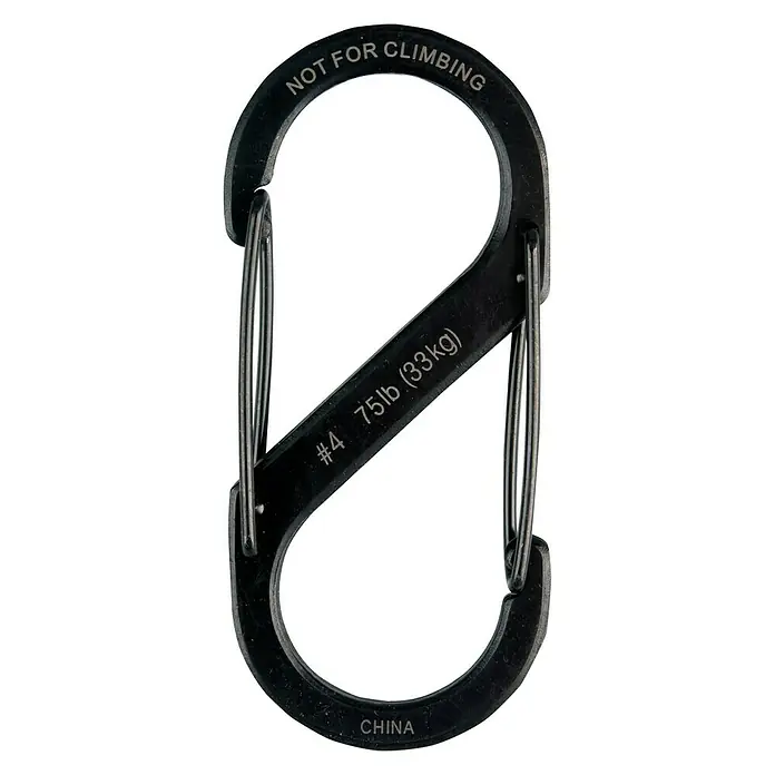 Nite Ize Mosquetón doble - 89 x 38 mm, Acero inoxidable, Negro, Resistencia a la tracción: 33 kg - Vista trasera