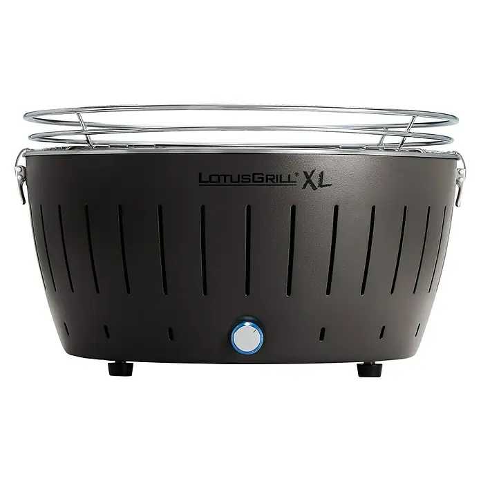 LotusGrill Raucharmer Holzkohlegrill XL - Anthrazit, Hauptgrillfläche: Ø 43 cm - Vorderansicht