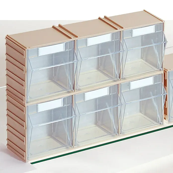 Lockweiler Kleinteilmagazin Stala STS 3/6 - Anzahl Fächer: 6 Stk., 9,1 x 30,4 x 11,3 cm, Fassungsvermögen: 1,08 l - Vorderansicht