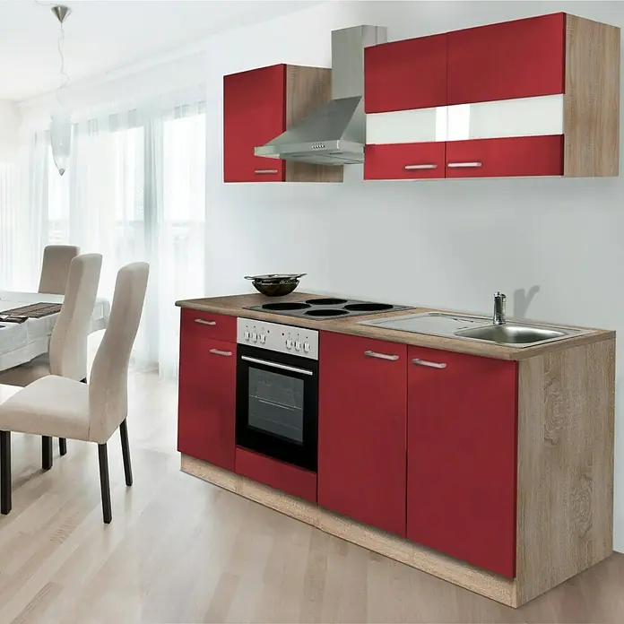 Respekta Singleküche KB210ESR - 210 cm, Rot