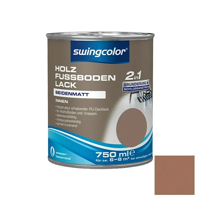 swingcolor 2in1 Holzfußbodenlack RAL 8024 - Beigebraun, 750 ml, Seidenmatt, Wasserbasiert