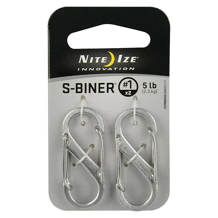 Nite Ize Doppelkarabiner - 8 x 4,7 cm, Edelstahl, Silber, Zugfestigkeit: 2,3 kg - Vorderansicht