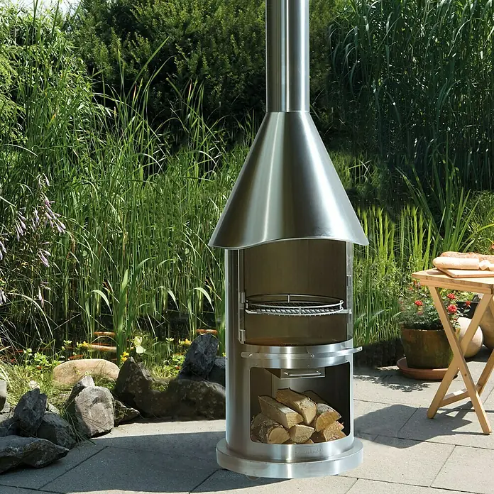 Buschbeck Grillkamin Auckland - Hauptgrillfläche: Ø 42,5 cm, Edelstahl, Edelstahl