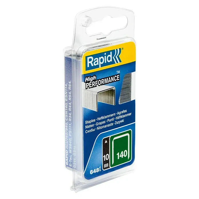 Rapid Ravne spajalice Typ 140 - Duljina: 10 mm, Širina stražnje strane: 10,6 mm, 650 Kom. - Pogled s lijeve strane