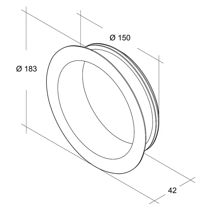 Air-Circle Wickelfalzrohr-Bundkragen - Durchmesser: 150 mm, Stahl - Vorderansicht
