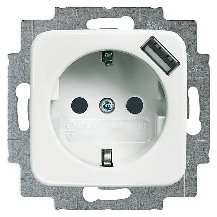 Busch-Jaeger Reflex SI USB-Steckdose - Alpinweiß, 1-fach, Kunststoff, IP20 - Vorderansicht