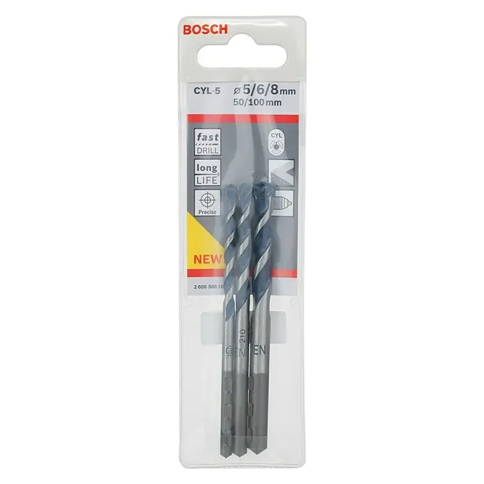 Bosch Set svrdla za beton CYL-5 - 3 -dij., 5 mm - 8 mm - Pogled sprijeda