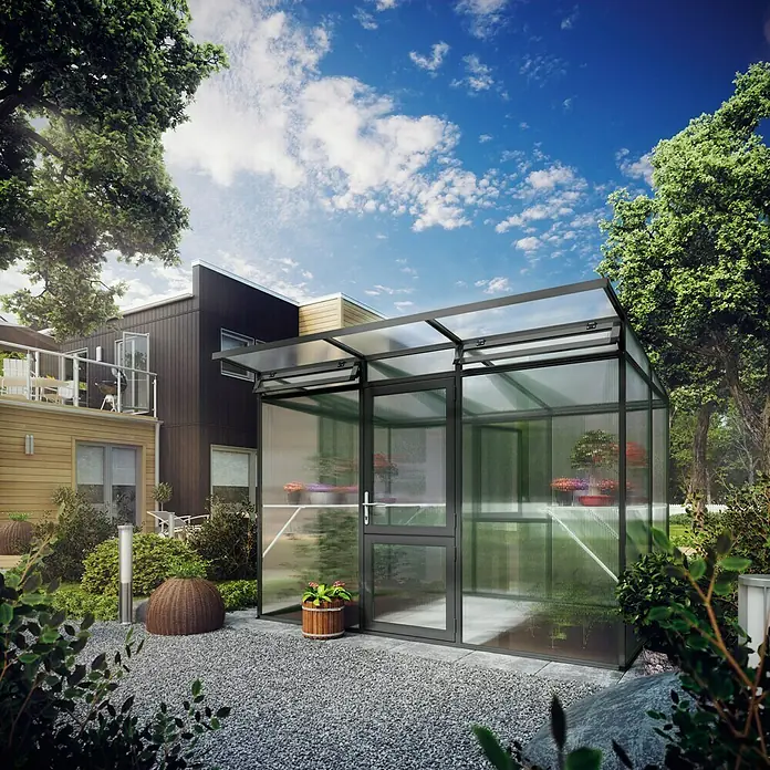 KGT Gewächshaus Linea II - Polycarbonat, Glasstärke: 10 mm, Anthrazitgrau