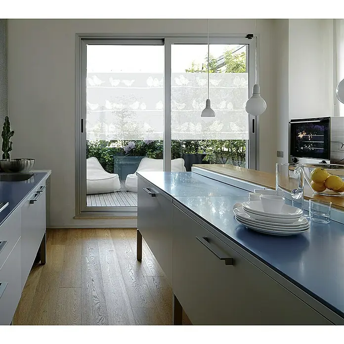 D-c-fix Static Premium Glasfolie Static Premium - 150 x 45 cm, Weiß, Filippa, Statisch haftend