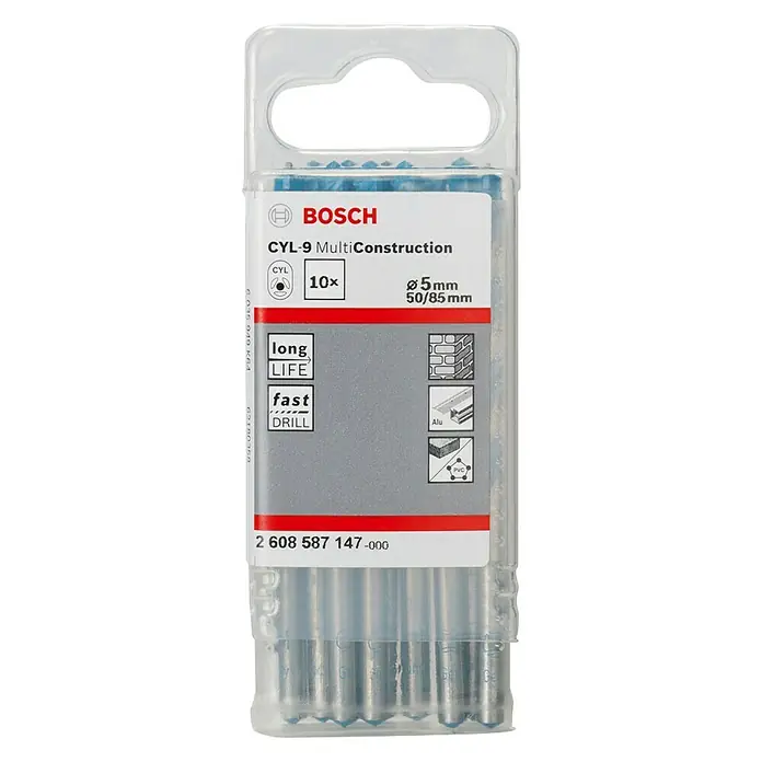 Bosch Mehrzweck-Bohrer CYL-9 Multi Construction - 5 mm, Länge: 85 mm, 10 Stk. - Vorderansicht