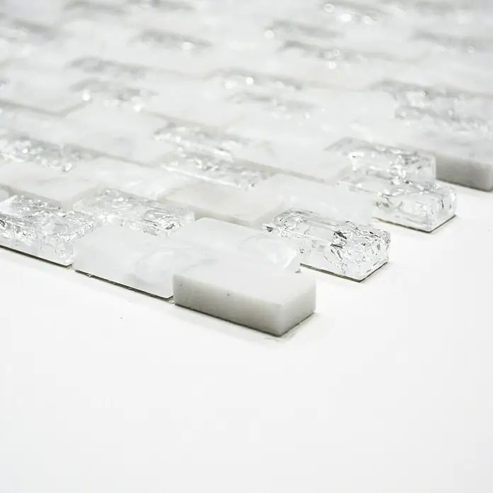 Mosaikfliese Crystal Mix XIC B1111 - 30 x 28,5 cm, Weiß, Glänzend - Vorderansicht