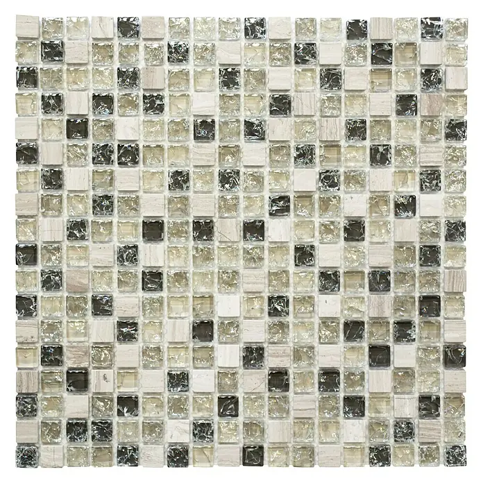 Mosaikfliese Quadrat Crystal Mix XIC 1052 - 30,5 x 30,5 cm, Grau, Glänzend - Ansicht von oben