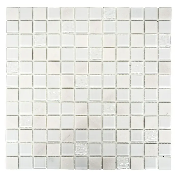 Selbstklebemosaik Quadrat Crystal Mix SAM 4M332 - 30 x 30 cm, Weiß - Ansicht von oben