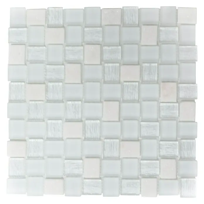 Mosaikfliese Crystal Mix XCM R07 - 27,3 x 27,3 cm, Weiß, Matt - Ansicht von oben