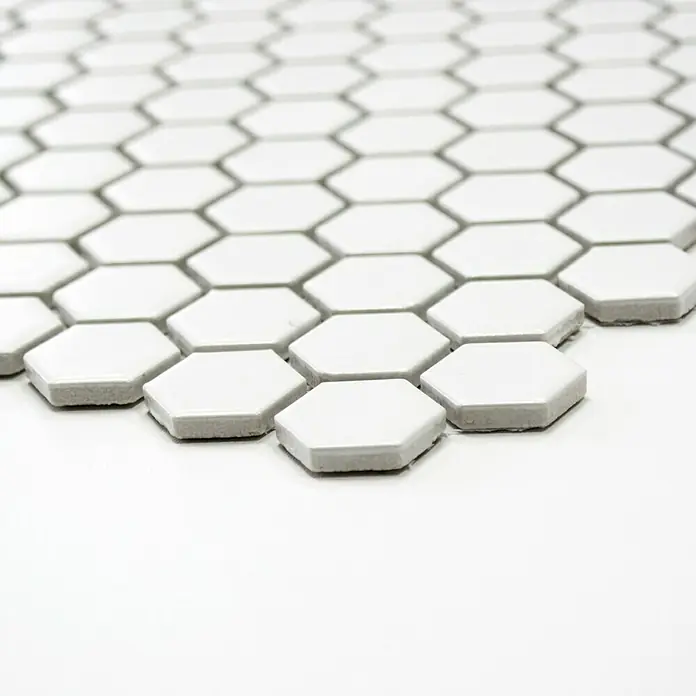 Mosaikfliese Hexagon Uni HX 055 - 26 x 30 cm, Weiß, Matt - Vorderansicht