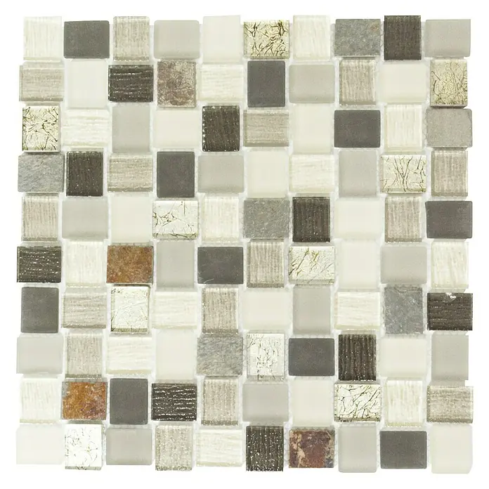 Mosaikfliese Crystal Mix XCM R09 - 27,3 x 27,3 cm, Braun/Grau, Matt - Ansicht von oben
