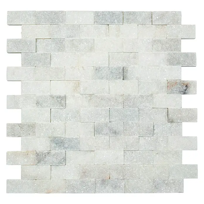Mosaikfliese Brick Splitface X3D 41456 - 30,5 x 29 cm, Weiß/Grau, Matt - Ansicht von oben