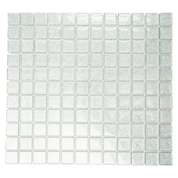 Mosaikfliese Quadrat Crystal Uni XCM 8SB8 - 32,7 x 30,2 cm, Silber, Glänzend