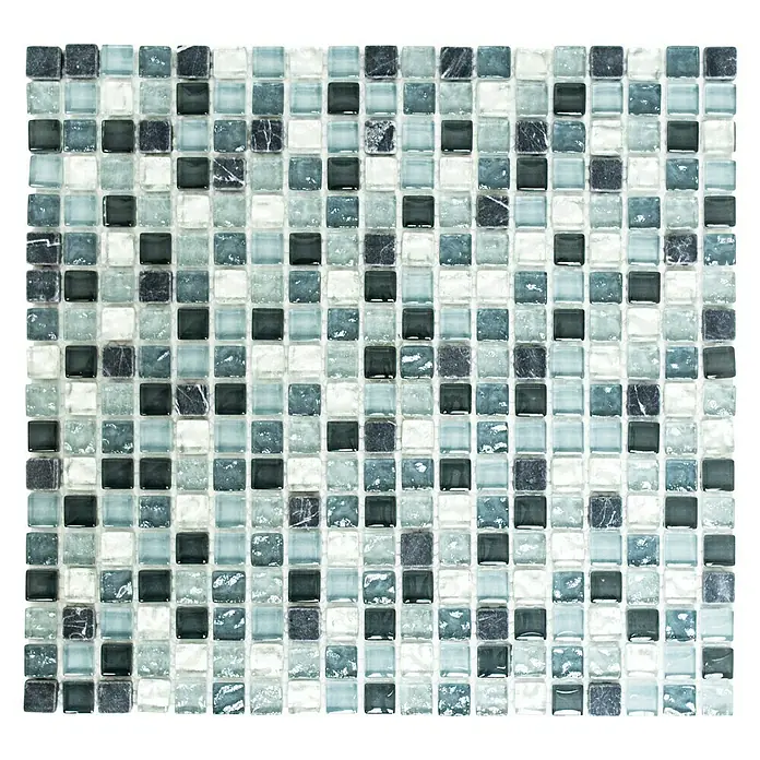 Mosaikfliese Quadrat Crystal Mix XCM M890 - 30,5 x 32,2 cm, Grau/Silber, Glänzend - Ansicht von oben