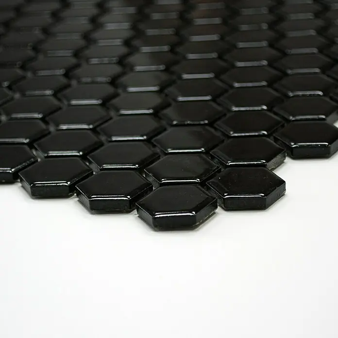 Mosaikfliese Hexagon Uni HX 060 - 26 x 30 cm, Schwarz, Glänzend