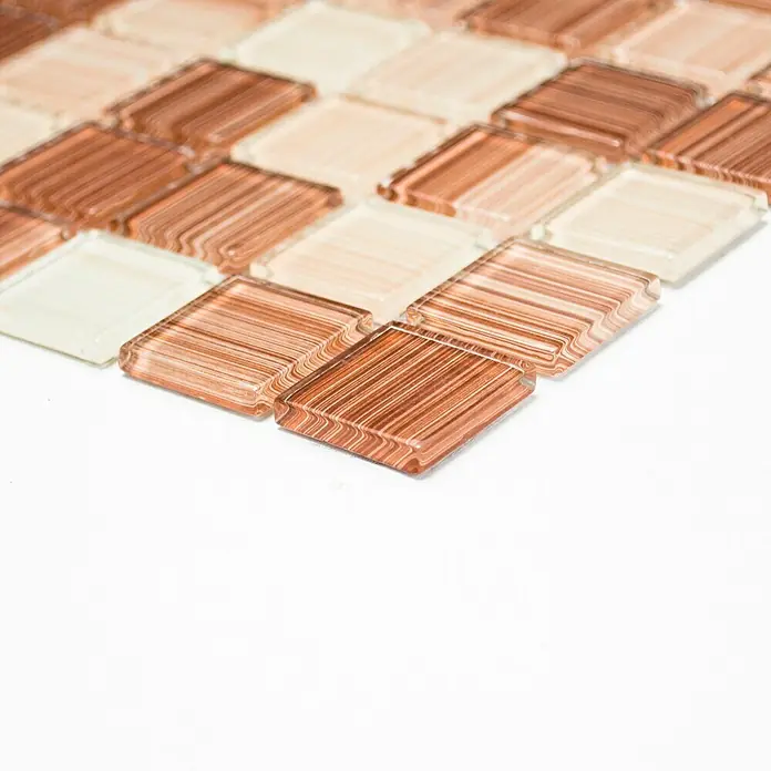 Mosaikfliese Quadrat Crystal CM 4290 - 32,7 x 30,2 cm, Beige, Glänzend - Vorderansicht